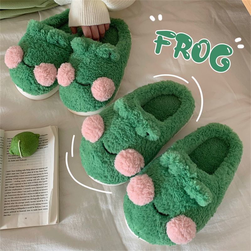 Baby Gate Stairs - Flauschige Unisex-Hausschuhe für Paare, klobige Frosch-Slides