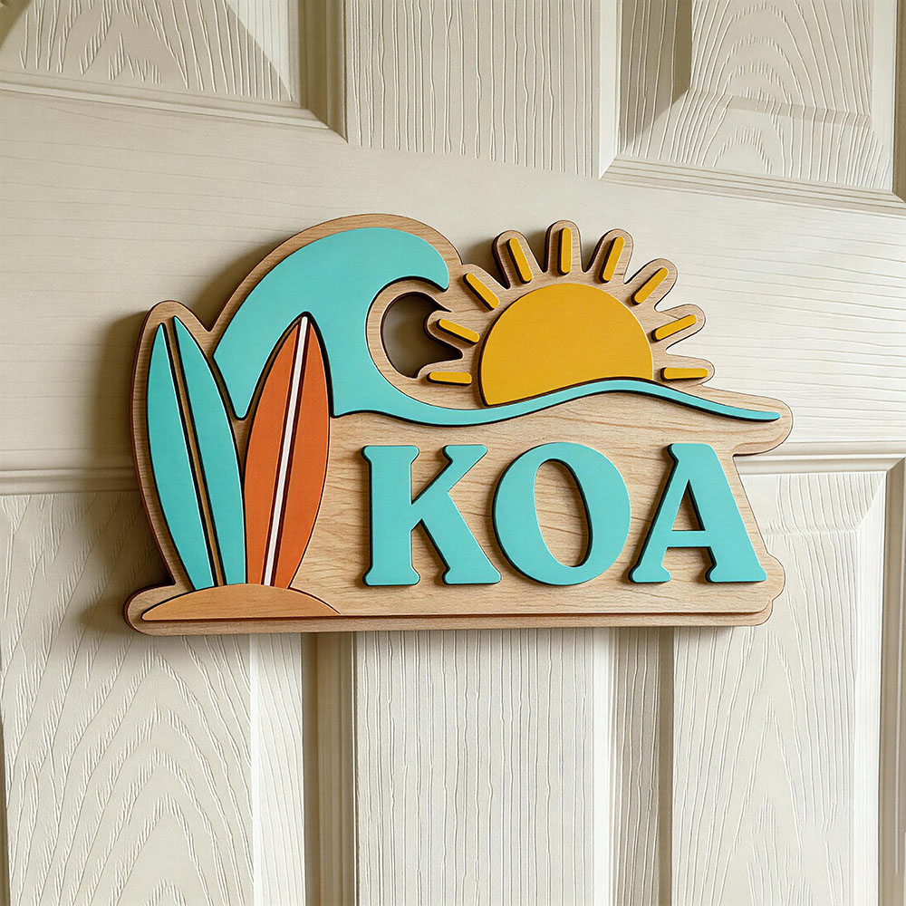 Baby Gate Stairs - Personalisiertes Strandwellen-Surfbrett Sonnennamen-Türschild für Kinderzimmer, Individuelles